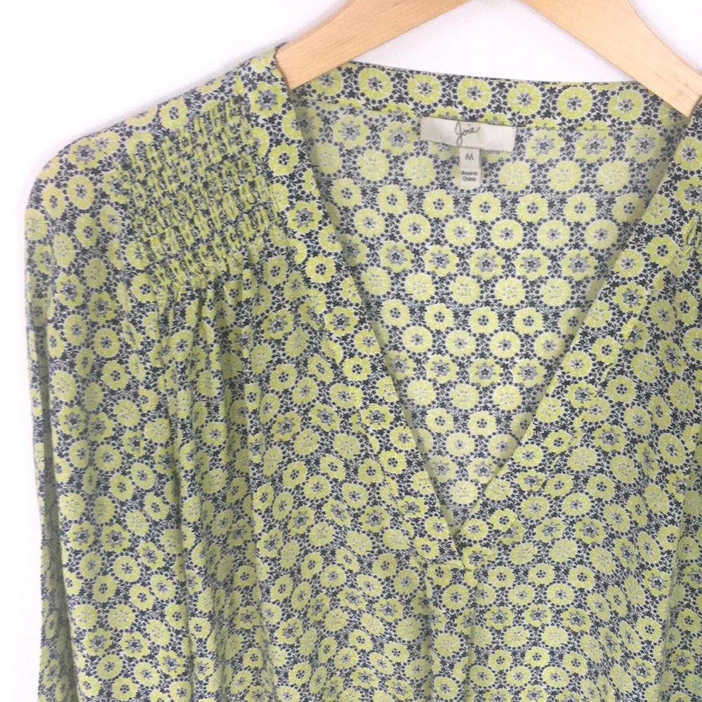 Joie silk green and navy patterned blouse top